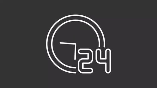 24 Hour Service Minimalist Line Icon Animation