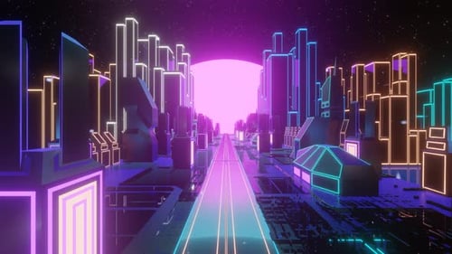 Glowing Neon City Loop