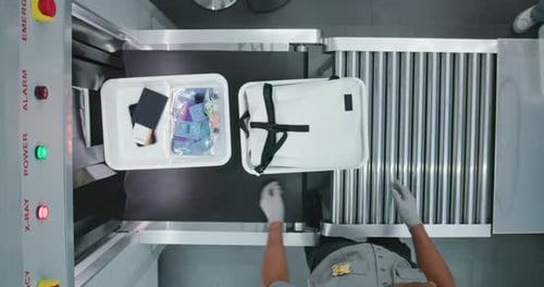 Airport Security Checkpoint with X-Ray Scanner