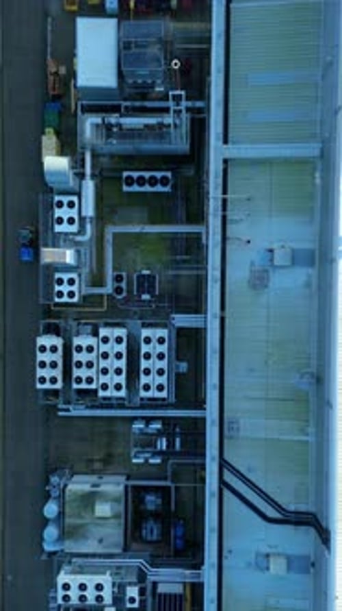 Aerial view of rooftop structures, United Kingdom.