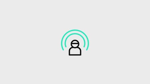Animated Person Icon Broadcasting Signal in Flat Design Style