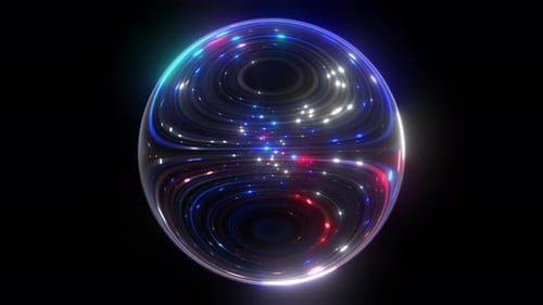 Dynamic Sphere, Abstract Energy Orb with Illuminated Particles.