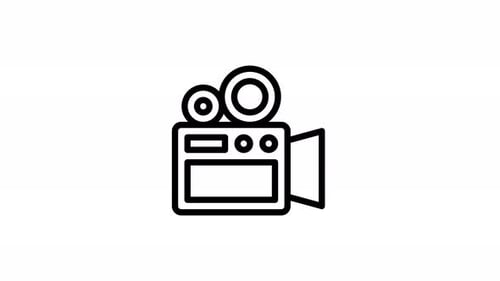 animación de iconos de línea de cámara de vídeo