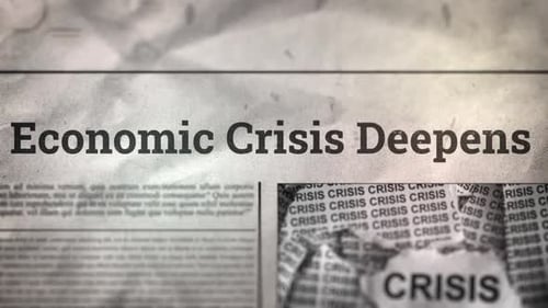 Old Newspaper Headline Economic Crisis Animation