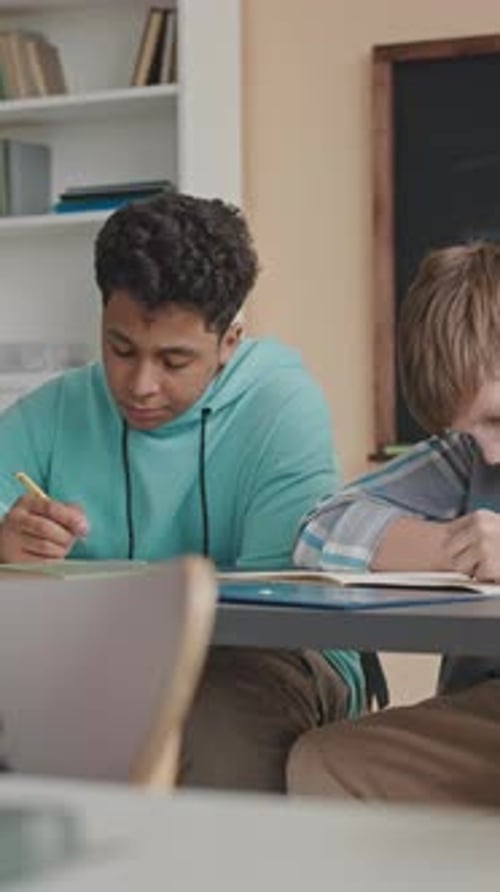 School Boys Having Test in Class