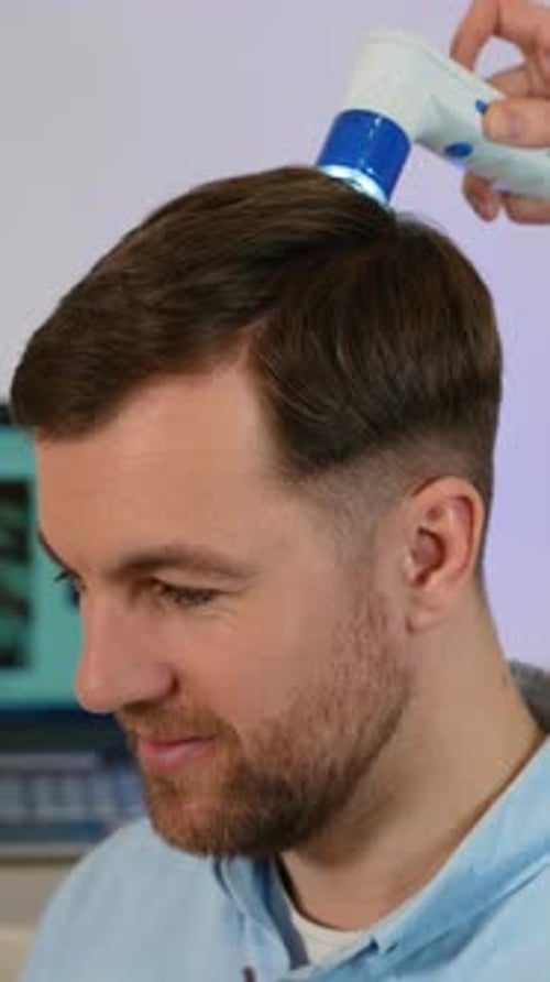 Scalp Examination with Dermatoscope in Clinic