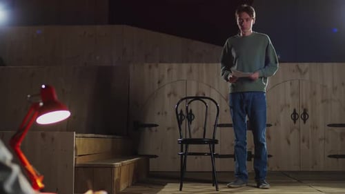 Young Actor Passing Audition in Theatre