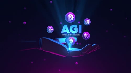AGI Intelligence générale artificielle, animation robotique de la main
