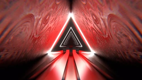 Red And White Triangular Alien Neon Corridor Background Vj Loop I 4K