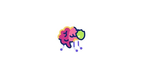 Digital Brain Protection Animated Icon with Shield