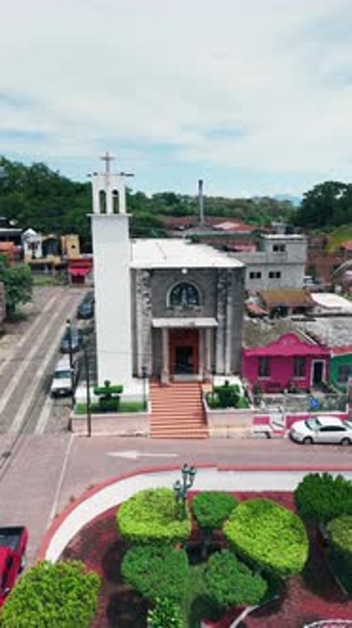 Aerial View Of The Parish Church Of Our Lady Of Guadalupe In The Town Of Bellavista, Nayarit, Mexico