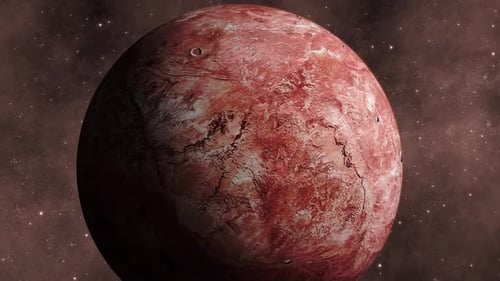 Realistische 3D-Ansicht von Makemake Fictional Planet Zoom Out