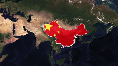 China Map Outline Reveal with Flag Animation