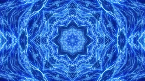 Abstract Blue Glowing Kaleidoscope Geometric Looping Background
