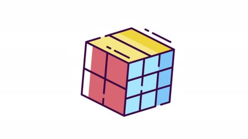 Geometric Cube Outline Animation Rotating Loop