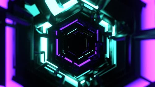Turquoise And Purple Abstract Transforming Alien Corridor Background Vj Loop In 4K