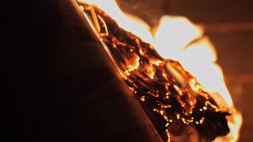 Book Burning in Intense Flames Close Up