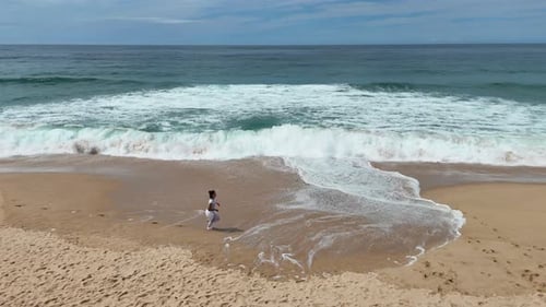Running Along the Picturesque Beach Fully Embracing Natures Stunning Beauty and Serenity
