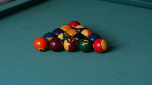 The Beginning of a Game of Billiards 8-Ball