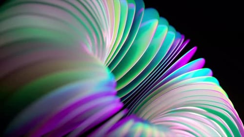 Futuristic Abstract Iridescent Object with Vibrant Colors Rippling and Twisting in a Seamless Loop