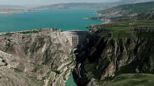 Aerial Photography of a Huge Reservoir and Mountainous Terrain Mountain Landscapes Blue Clear Water