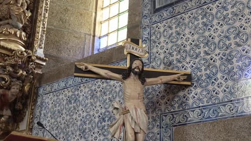 Statue of Jesus Christ on the Cross in Church