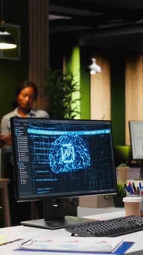 AI Development in Modern Tech Office Setting