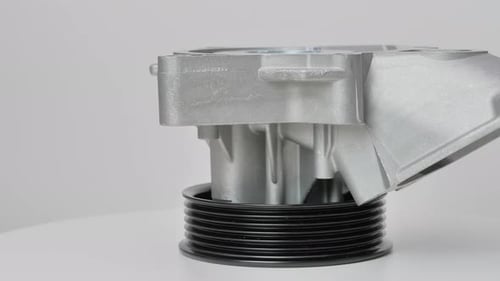 Rotating Shot of Silver Automotive Water Pump