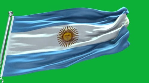 Realistic Waving Argentina Flag on Green Screen