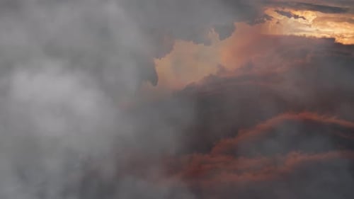 sunset sky and clouds with Lightning bolts, nature background