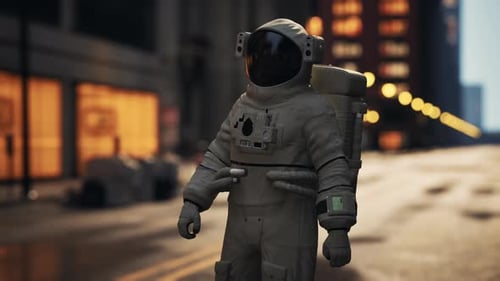 Lonely Astronaut in Deserted City