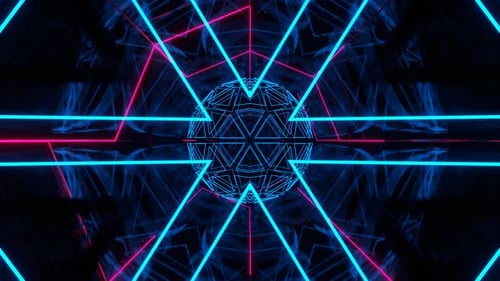 Cyan And Pink Abstract Tunnel With Neon Geometric Core Background Vj Loop In 4K