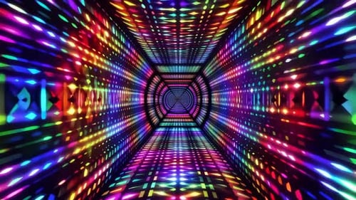 Boucle VJ Disco Tunnel colorée avec néons clignotants
