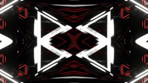 Red And White Infinite Neon Kaleidoscopic Geometric Pattern Background Vj Loop In 4K