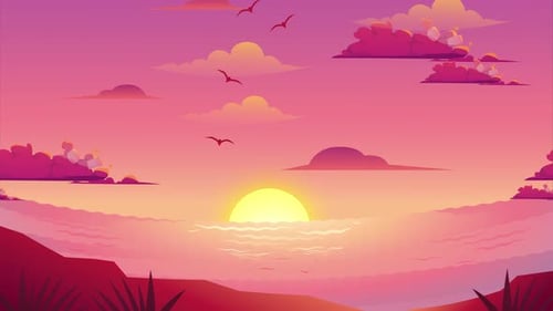 Sunset Ocean Glow Sun Animation