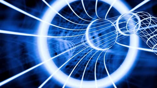 High Speed Sci Fi Blue Net Tunnel Vj Loop Background