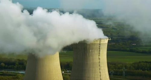 Aerial Landscape Nuclear Power Plant Atomic Power Stations are Very Important Sources of Electricity