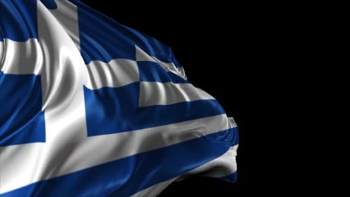Waving Greek National Flag with Alpha Channel