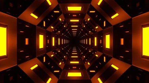 Orangefarbener und blauer verspiegelter achteckiger Tunnelhintergrund VJ Loop In 4K