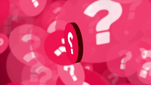 Abstract Spinning Question Mark Icon with Floating Symbols Animation