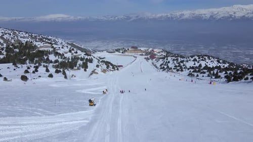 Ski slope from drone camera