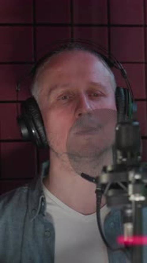 Serious Vocal Recording Session in Soundproof Studio