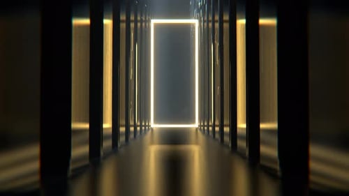 Light Yellow Neon Alien Endless Corridor Background Vj Loop I 4K