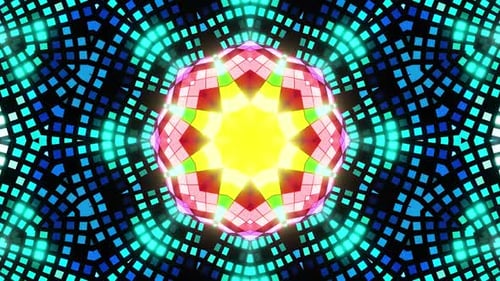 Dynamische abstrakte digitale Kunst mit pulsierenden Lichtern und geometrischen Mustern