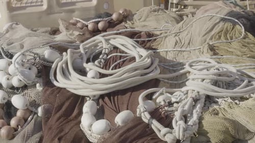 Fishing nets on a fishing boat.