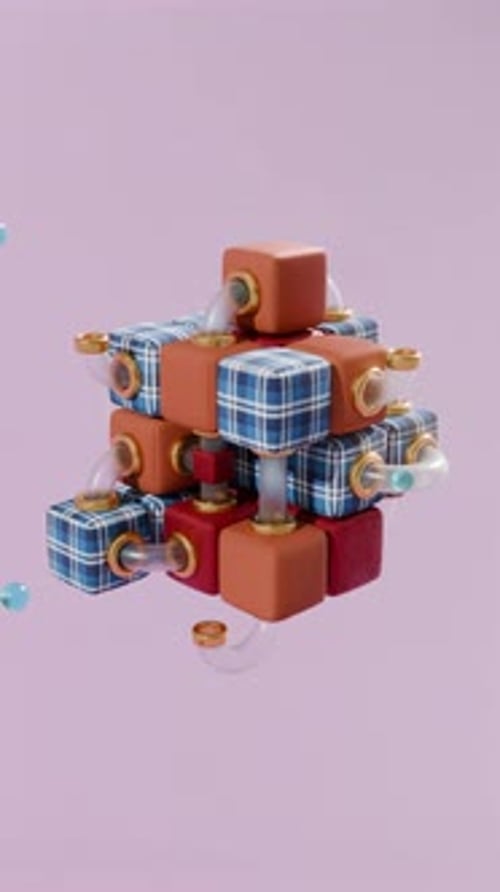 Animação de fábrica satisfatória em loop 3D