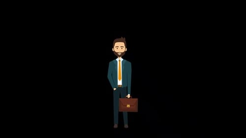 2D Cartoon Business Character Animation Alpha Channel