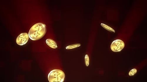 Falling Golden Dollar Coins Financial Seamless Loop Background