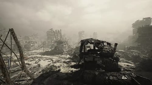 Post-Apocalyptic Destroyed City Environment Animation