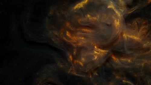 Mesmerizing Golden Art Mixing Acrylic Ink in Black Background